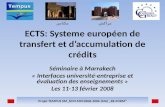 مكناسمراكش Projet TEMPUS SM_SCM-M012B06-2006 (MA) RE-FORM ECTS: Systeme européen de transfert et daccumulation de crédits Séminaire à Marrakech « Interfaces.