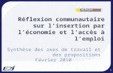 11 Réflexion communautaire sur linsertion par léconomie et laccès à lemploi Synthèse des axes de travail et des propositions Février 2010.