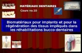 1 MATÉRIAUX DENTAIRES Cours no.10 Biomatériaux pour implants et pour la régénération des tissus impliqués dans les réhabilitations bucco-dentaires.