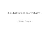 Les hallucinations verbales Nicolas Franck. Plan I - Introduction II - Clinique Causes psychiatriques dhallucinations verbales (HV) Causes non psychiatriques.
