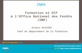 CNEH Formation et DIF à lOffice National des Forêts (ONF) Alexis HLUSZKO Chef du département de la formation.