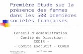 Source des 500 + = Guide Etats Majors 2008ADF/TZ SEPT 2008 Première Etude sur la présence des femmes dans les 500 premières sociétés françaises Conseil.