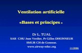 Ventilation artificielle «Bases et principes » Dr L. TUAL SAR CHU Jean Verdier, Pr Gilles DHONNEUR SMUR CH de Gonesse.  11/2006.