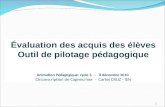1 Évaluation des acquis des élèves Outil de pilotage pédagogique Animation Pédagogique: cycle 3 – 8 décembre 2010 Circonscription de Cagnes/mer - Carlos.