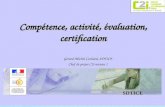 SDTICE Compétence, activité, évaluation, certification Gérard-Michel Cochard, SDTICE Chef de projet C2i niveau 1.