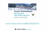 Groupement de Recherche mecano GdR CNRS n°3180 2008-2012 « Mécanique des nano-objets » Etude des effets de taille sur les propriétés mécaniques INP, INC,