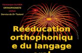 Rééducation orthophonique du langage oral Dominique OLIVIER ORTHOPHONISTE CRTLA Service du Dr Testard.