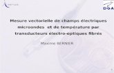1 Mesure vectorielle de champs électriques microondes et de température par transducteurs électro-optiques fibrés Maxime BERNIER.