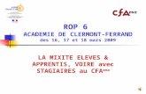 ROP 6 ACADEMIE DE CLERMONT-FERRAND des 16, 17 et 18 mars 2009 LA MIXITE ELEVES & APPRENTIS, VOIRE avec STAGIAIRES au CFA ena.