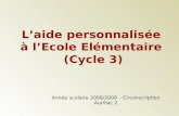 Laide personnalisée à lEcole Elémentaire (Cycle 3) Année scolaire 2008/2009 – Circonscription Aurillac 2.