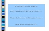 ACADEMIE DE NANCY-METZ INSPECTION ACADEMIQUE DE MOSELLE Réunion des Territoires de lÉducation Prioritaire MERCREDI 31 JANVIER 2007.