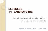 SCIENCES et LABORATOIRE Enseignement dexploration en classe de seconde Académie de Nancy - Metz - mai 2010.