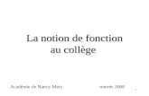 1 Académie de Nancy-Metzrentrée 2008 La notion de fonction au collège.