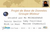 Projet de Base de Données Groupe Moteur encadré par Mr MAINGUENAUD KikiTeam – ASI3 – 19 / 06 / 2002 Soizic Geslin Minh Le Hoai Samy Fouilleux Maxime Chambreuil.