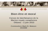 CANADIAN FORCES NON-PUBLIC PROPERTY BIENS NON PUBLICS DES FORCES CANADIENNES Bien-être et moral Commodore Mark B. Watson DGSBM Caisse de bienfaisance de.