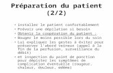 Préparation du patient (2/2) installer le patient confortablement Prévoir une dépilation si besoin Obtenir la coopération du patient : Bouger le moins.