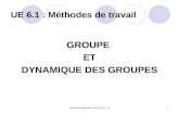 Promotion septembre 2012-2015 - IV1 UE 6.1 : Méthodes de travail GROUPE ET DYNAMIQUE DES GROUPES.