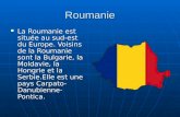Roumanie La Roumanie est située au sud-est du Europe. Voisins de la Roumanie sont la Bulgarie, la Moldavie, la Hongrie et la Serbie.Elle est une pays Carpato-