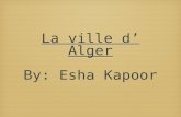 La ville d Alger By: Esha Kapoor. Les Faits LAlger est situé en Algérie En Afrique du Nord. Le capital de Algérie.