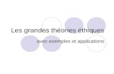 Les grandes théories éthiques avec exemples et applications.