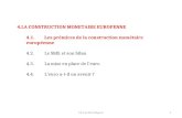 4.LA CONSTRUCTION MONETAIRE EUROPENNE 4.1.Les prémices de la construction monétaire européenne 4.2.Le SME et son bilan 4.3.La mise en place de leuro 4.4.Leuro.