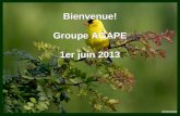 Bienvenue! Groupe AGAPE 1er juin 2013 Bienvenue! Groupe AGAPE 1er juin 2013