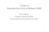 1 Cours 5 Introduction aux schémas XML Éric Laporte Institut Gaspard-Monge Université Paris-Est Marne-la-Vallée.