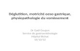 Déglutition, motricité oeso-gastrique, physiopathologie du vomissement Dr Gaël Goujon Service de gastroentérologie Hôpital Bichat 16/10/12.