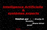 Intelligence Artificielle & systèmes experts Réalisé par : - Khadija El Boussiry - Jihane Idrissi Janati Année universitaire:2007-2008 Année universitaire:2007-2008.
