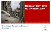 Réunion EDF CRE du 29 mars 2007 Stockage du gaz en France Belgique.
