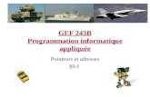 GEF 243B Programmation informatique appliquée Pointeurs et adresses §9.1.