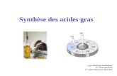 Synthèse des acides gras Cours Biochimie métabolique Pr. Sanae Bouhsain 1 ière année Pharmacie, 2012-2013.