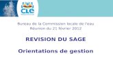 Bureau de la Commission locale de l'eau Réunion du 21 février 2012 REVISION DU SAGE Orientations de gestion.