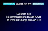 Evolution des Recommandations RESURCOR de Prise en Charge du SCA ST+ RESURCOR Jeudi 15 Juin 2006.