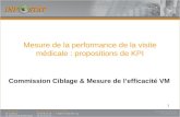1 Commission Ciblage & Mesure de lefficacité VM Mesure de la performance de la visite médicale : propositions de KPI.