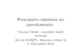 Principales réponses au questionnaire Vincent Dedet - Auzalide Santé Animale AG du SNISPV, Maisons-Alfort, le 1 er Décembre 2010.