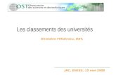 Les classements des universités Ghislaine Filliatreau, OST, JRC, EHESS, 15 mai 2008.