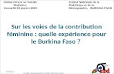 Sur les voies de la contribution féminine : quelle expérience pour le Burkina Faso ? Lonkila Moussa ZAN, INSD, Burkina Faso 24/01/2014 Global Forum on.