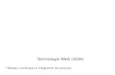 Technologie RNIS (ISDN) * Réseau numérique à intégration de services.