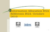 1 Information Allocation RSA Référents RSA- Octobre 2010.