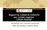 Rapport du Comité de recherche aux comités conjoints CPSSP-PDPISP Réunions des comités conjoints Ville de Québec, février 2005.