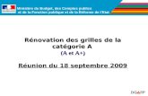 Ministère du Budget, des Comptes publics et de la Fonction publique et de la Réforme de lEtat Rénovation des grilles de la catégorie A (A et A+) Rénovation.