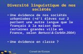Diversité linguistique de nos sociétés Une évidence de nos sociétés urbanisées (+d1 élèves sur 2 parlent une autre langue que le français à la maison dans.