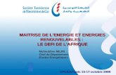 MAITRISE DE LENERGIE ET ENERGIES RENOUVELABLES : LE DEFI DE LAFRIQUE UPDEA/Tunis 15-17 octobre 2008 Mohieddine MEJRI Chef de Département Études Énergétiques.