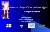 Prise en charge dune arthrite aiguë Dr Badot Valérie Service de Rhumatologie CHU Brugmann Clinique 3é doctorat.