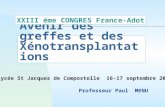 Avenir des greffes et des Xénotransplantations Professeur Paul MENU XXIII ème CONGRES France-Adot Lycée St Jacques de Compostelle 16-17 septembre 2000.