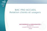 BAC PRO ACCUEIL Relation clients et usagers DIFFERENCES et NOUVEAUTES : ACTIVITES COMPETENCES & SAVOIRS PFMP.