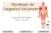 Claude HERTOGH Version : fév.2006 Myologie de lappareil locomoteur COU / TRONCMEMBRE INF.MEMBRE SUP.