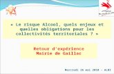 « Le risque Alcool, quels enjeux et quelles obligations pour les collectivités territoriales ? » Mercredi 26 mai 2010 - ALBI Retour dexpérience Mairie.