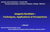 Imagerie Nucléaire : Techniques, Applications et Perspectives L.Ménard Institut de Physique Nucléaire, Orsay Groupe Modélisation Physique Interfaces Biologie,